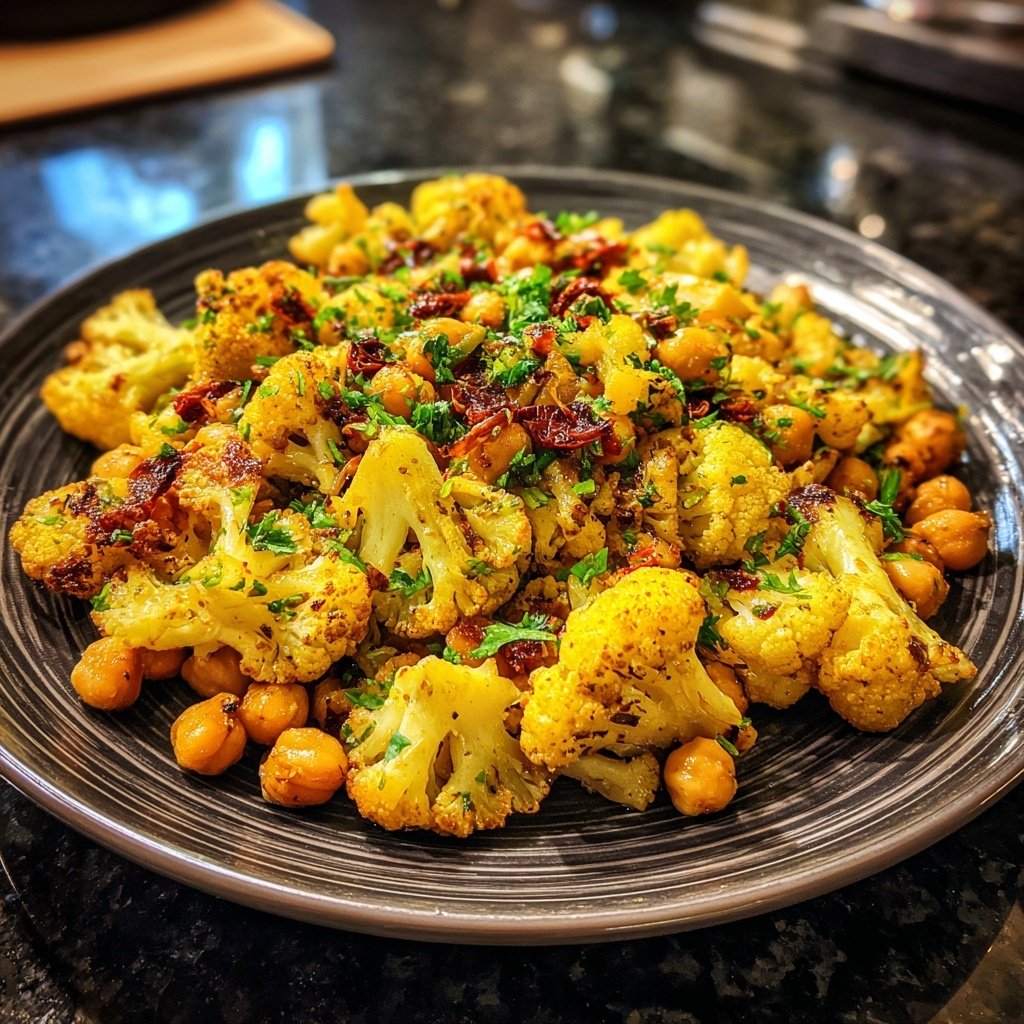 Blumenkohl Pfanne Mit Kichererbsen