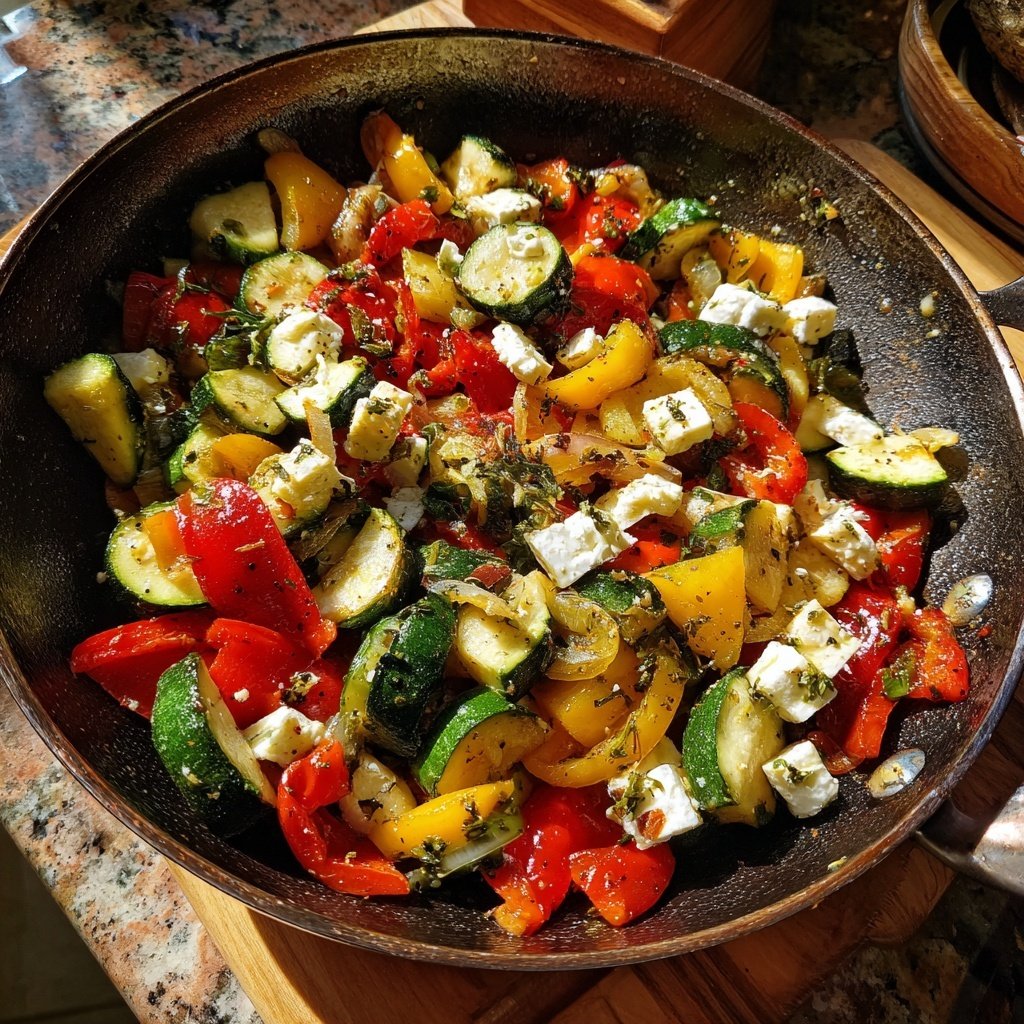 Gesund & Leicht Mediterrane Gemüsepfanne mit Feta