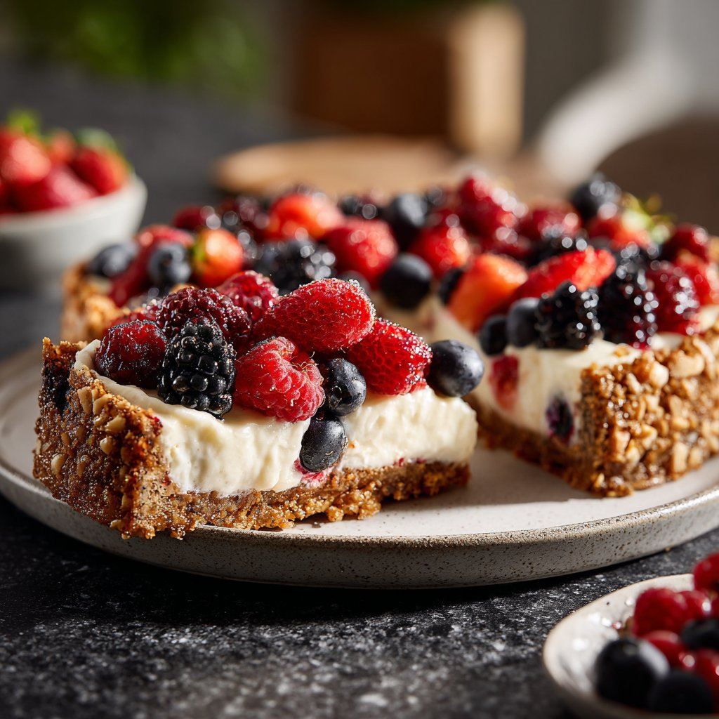 Blechkuchen mit Schmand und Früchten