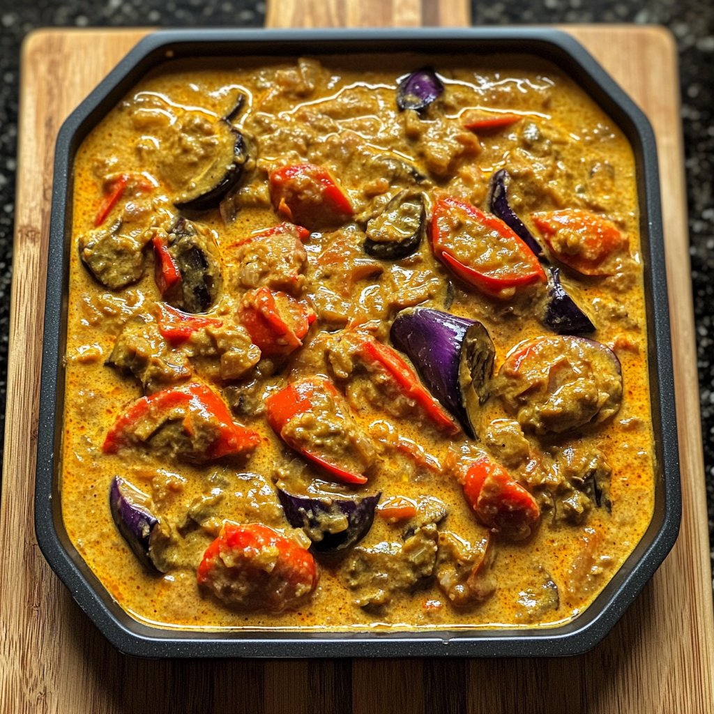 Curry mit Aubergine und Tomaten