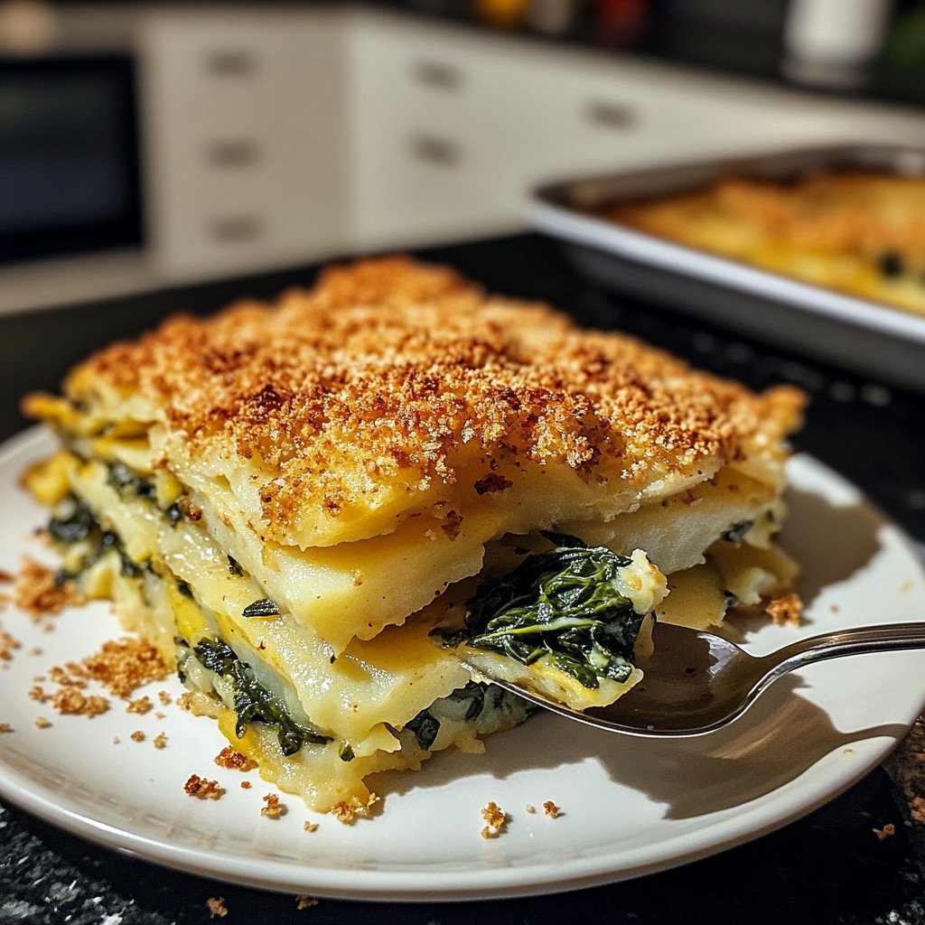 Kartoffelauflauf mit Spinat