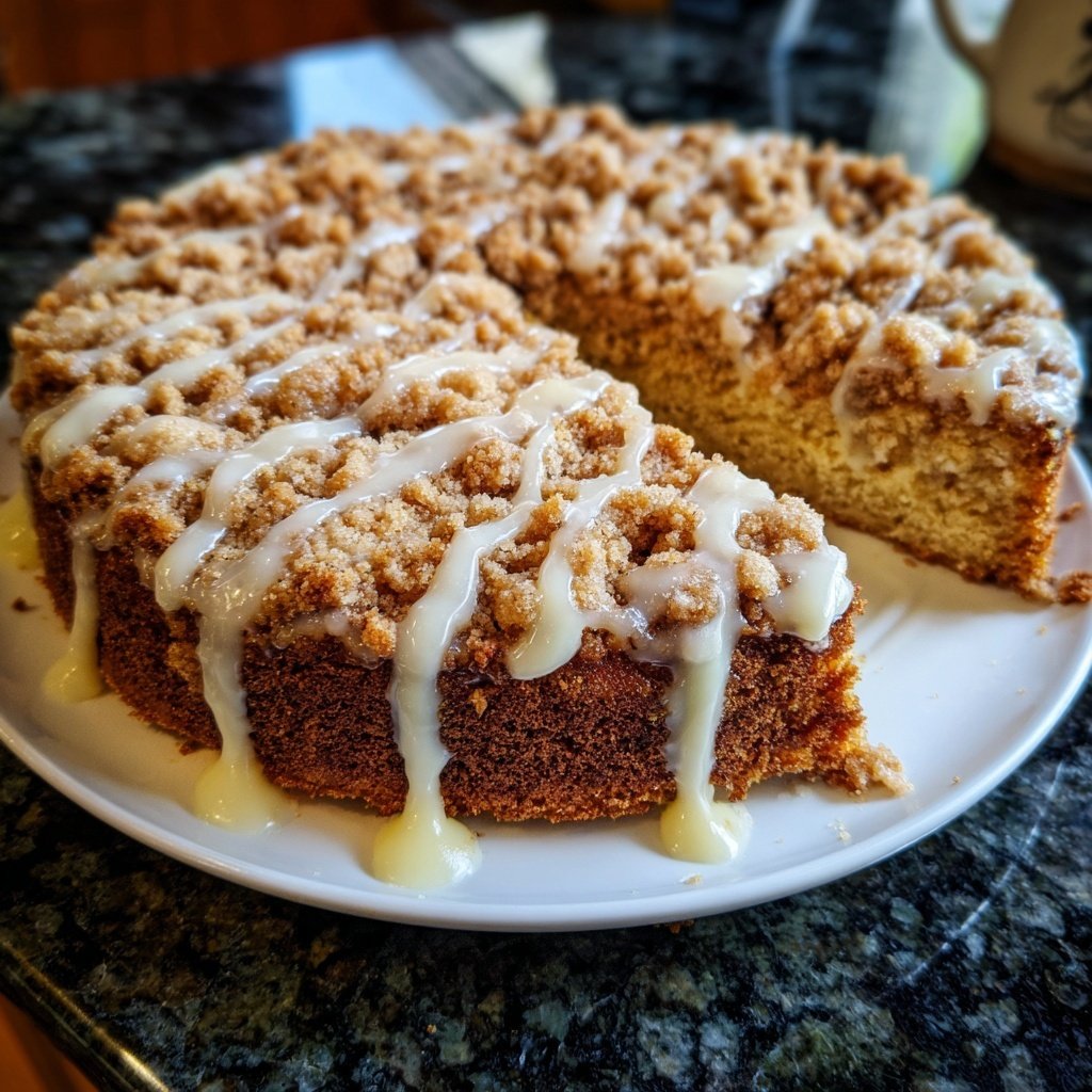 Kuchen mit Streuseln und Vanille